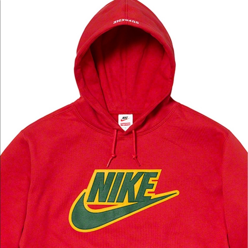 Red supreme Nike hoodie